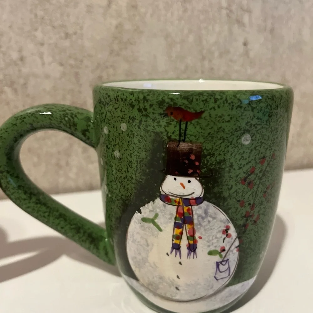 Oneida Sakura Christmas Snowman Red and Green Mug and Bowl Set Great Condition - Picture 5 of 11